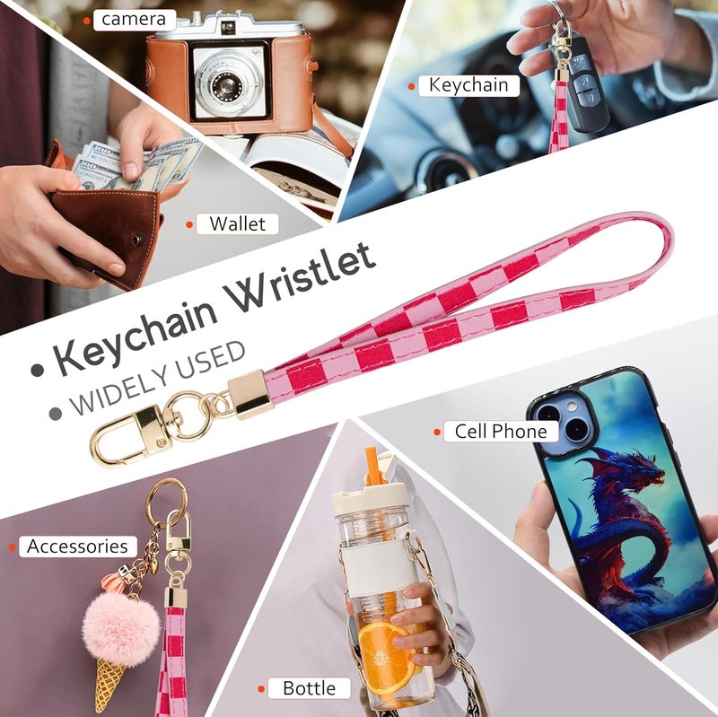 KNGITRYI Small Wristlet Wallets for Women RFID Credit Card Holder Wallet Keychain Wristlet Wallet Credit Card Wallets for Women (checkered pink) - Image 5